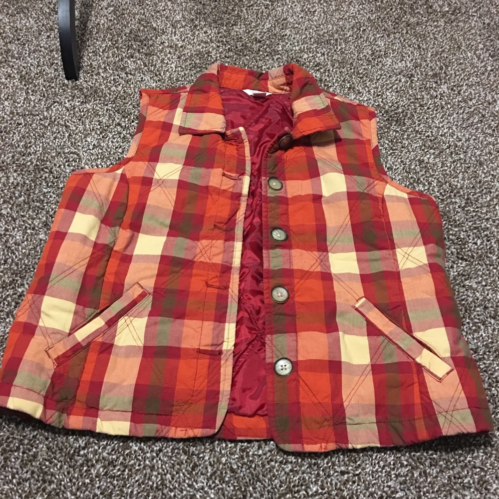 Christopher and Banks plaid button vest sz M